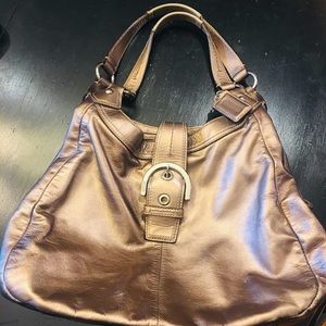 Authentic metallic coach 3 section purse